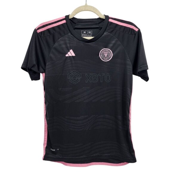 Adidas Girls 26 Jersey Soccer Lionel Messi Inter Miami FC Away Black Pink Slim - Picture 1 of 13